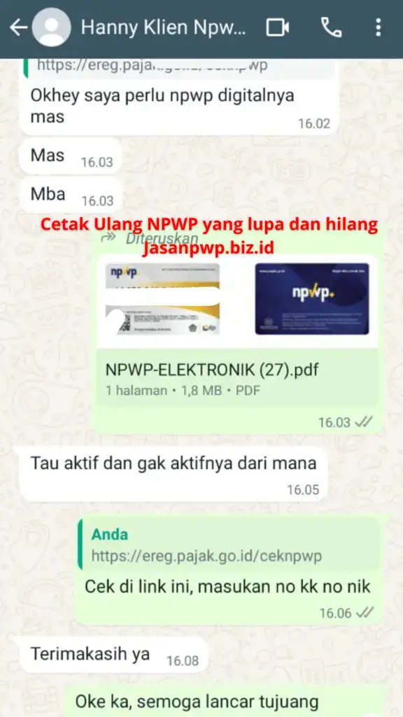 Jasa pengurusan npwp hilang dan lupa