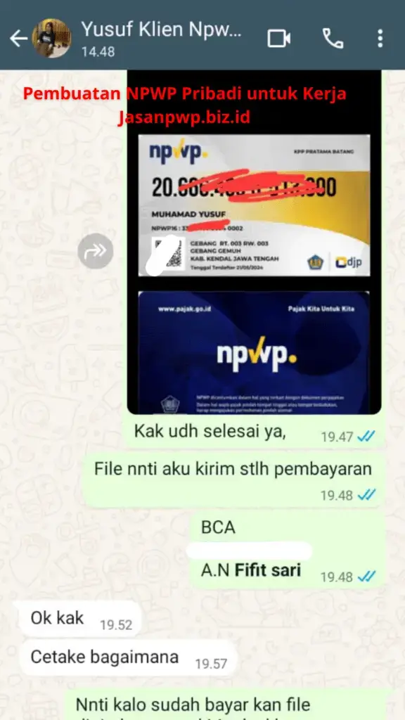 Pembuatan NPWP Pribadi untuk Kerja