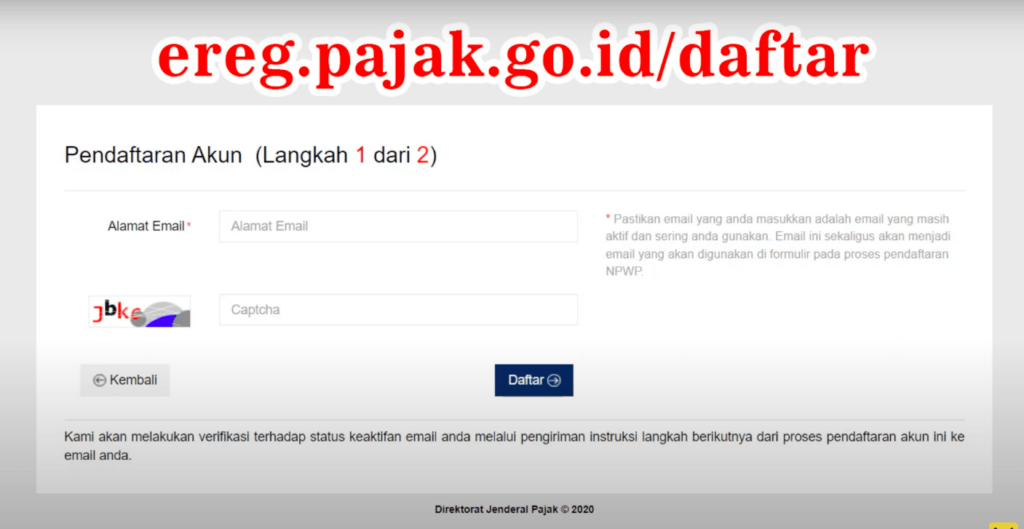 Layanan Pembuatan NPWP Online Langkah 1