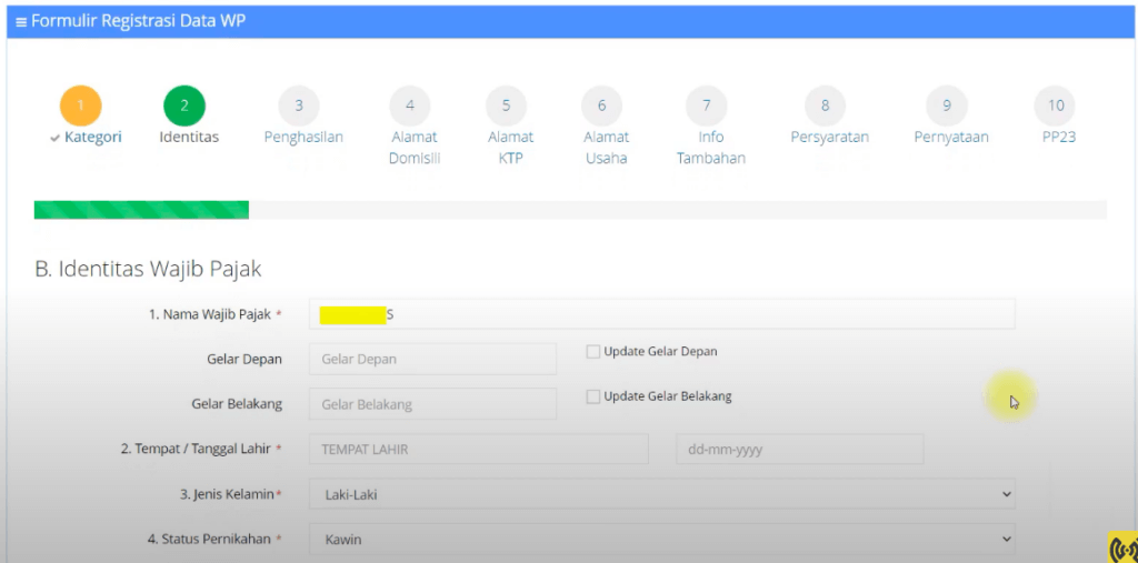 Layanan Pembuatan NPWP Online Langkah 2