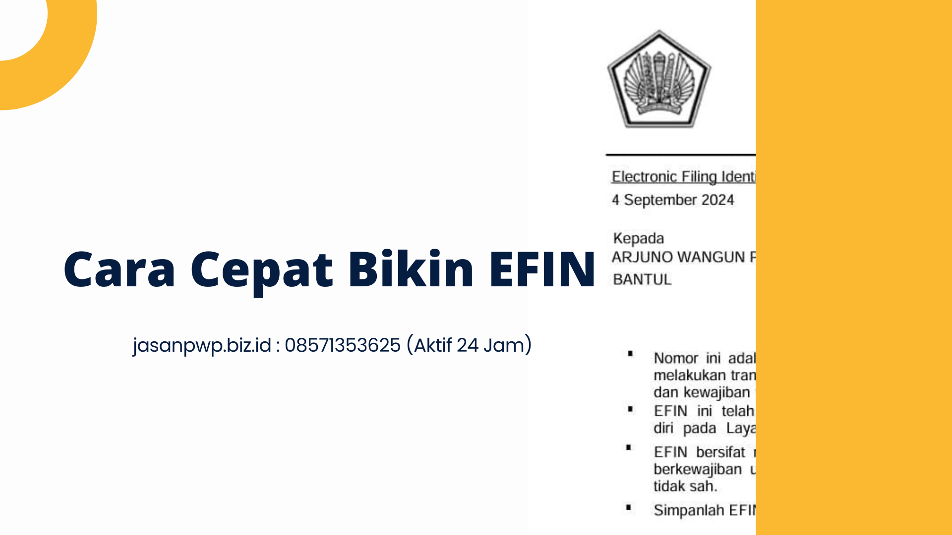 Cara Memiliki EFIN Pajak