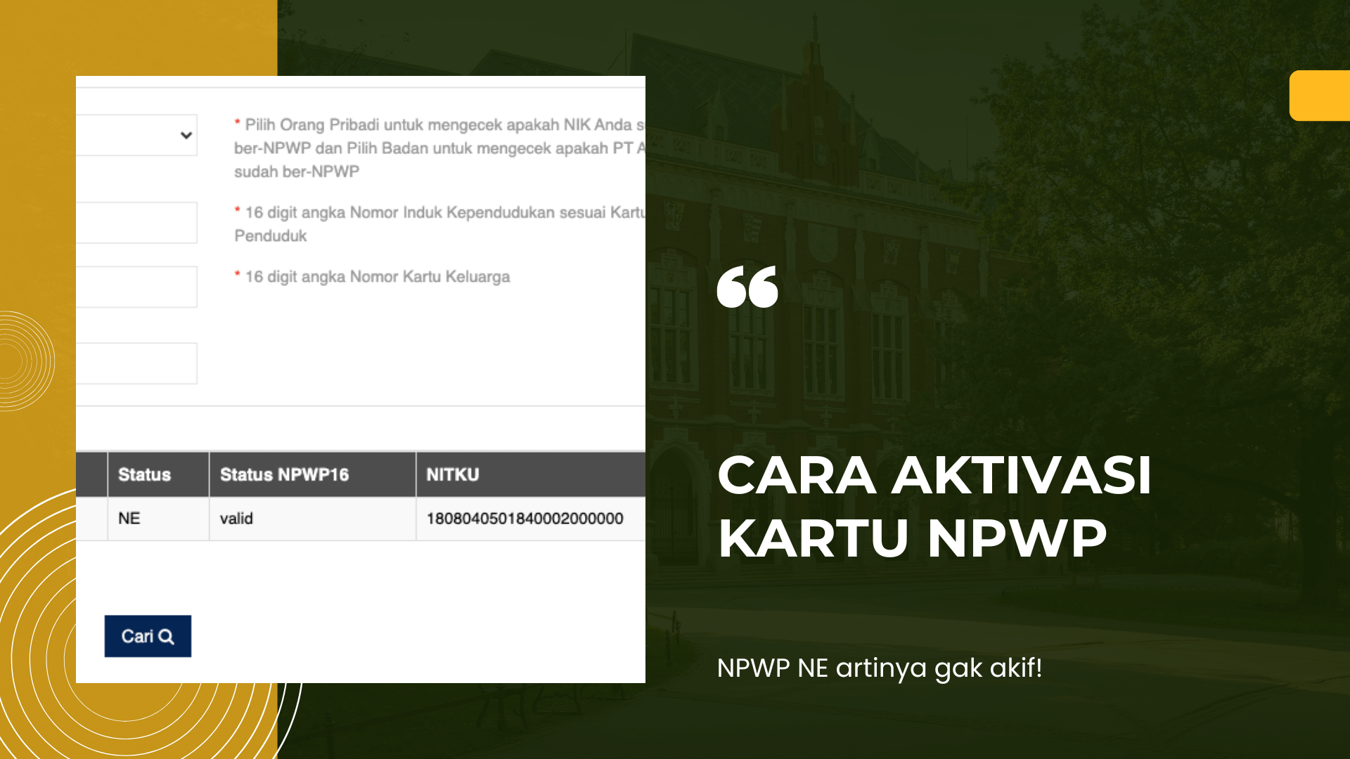 Cara aktifkan kartu npwp